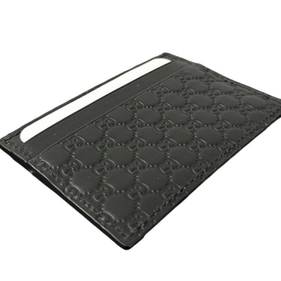 GUCCI BLACK GUCCISSIMA CARD CASE CARD HOLDER - Picture 2 of 7
